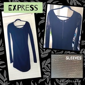 Express Runched Black Sweater Dress